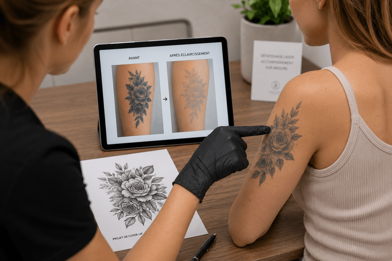 Détatouage avant cover-up